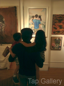 Artist, his kids, and his work.