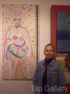 Artist with her Work